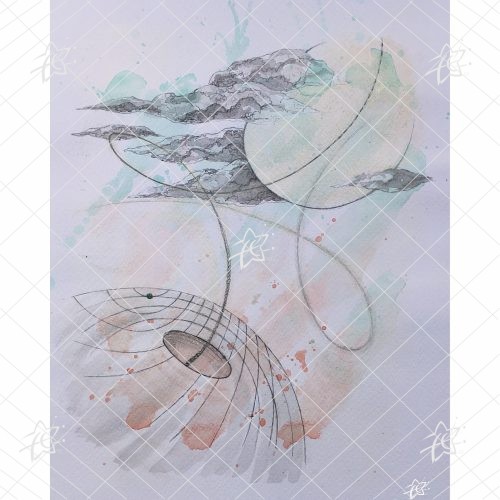 Le lien, l'âme de l'être parti, qui perdure entre lea terre et le ciel. ouleurs douces pour un faire-part de décès et une carte de remerciements.