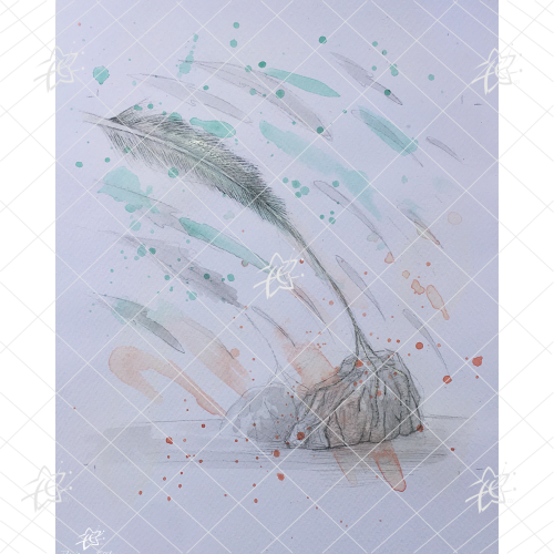 llustration originale faire part de décès ou remerciement à imprimer format 10.5 x 14.8