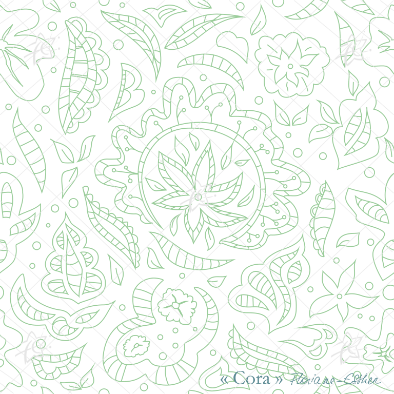 Floriane Esther Frida papier peint échantillons 25x25cm vert fond transparent