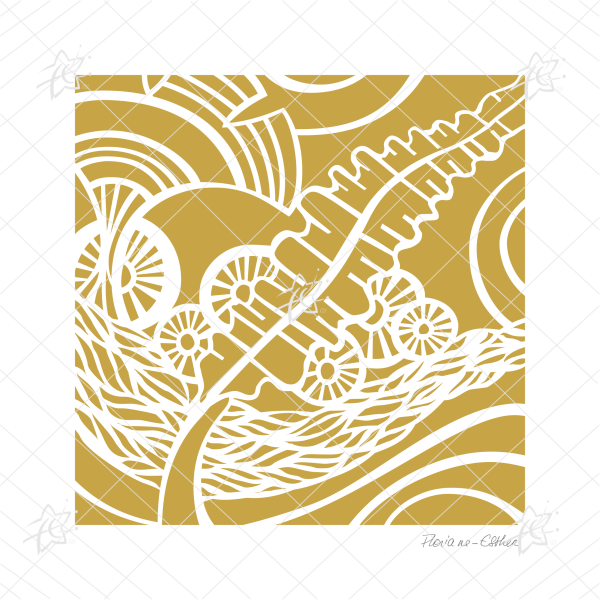 Floriane Esther Algues 2 ocre bretagne motif illustration carterie 140x140 Floriane Esther carterie illustration Algues négatif ocre