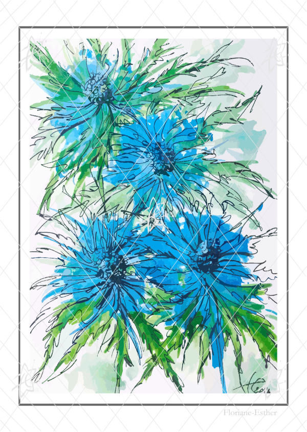 Floriane Esther chardons carterie carte rectangle 148x105 Floriane Esther chardons carterie illustration carte 105x148,5mm