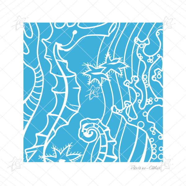 Floriane Esther hyppocampe 2 bleu bretagne motif illustration carterie 140x140 Floriane Esther carterie illustration hippocampe positif bleu