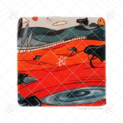 La plage bretagne finistère couleurs floriane esther illustration motif paysage breton impression carterie carrée 140 La plage paysage Finistère Floriane Esther illustration téléchargement numérique pour impression