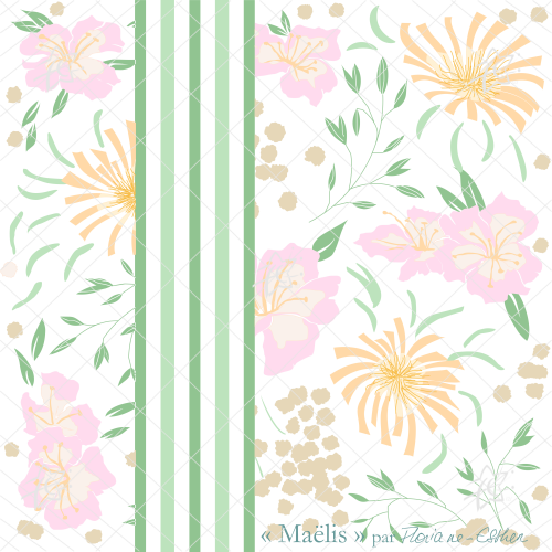 Floriane Esther Papier peint Maëlis poudré rayures échantillon fond transparent 25 X 25 cm