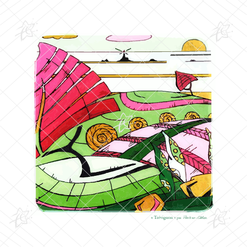 Trévignon couleurs floriane esther illustration motif paysage breton impression carterie carrée 140 Trévignon paysage Finistère Floriane Esther illustration téléchargement numérique pour impression
