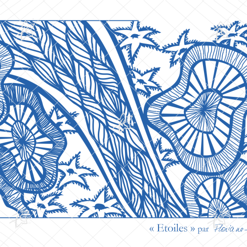 étoiles bleu floriane esther bretagne motif fond marin 151,5x108 impression tous supports illustration floriane esther bretagne motifs bretons étoiles de mer fond marin bleu impression numérique